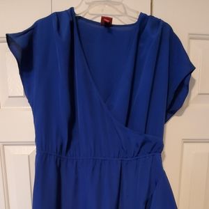 Faux Wrap Dress - Cobalt Blue - Silky Feel